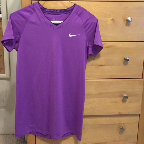 Purple Nike Pro Combat Dri-Fit shirt