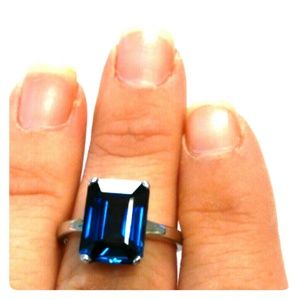 . 925 Heated Emerald Cut Blue Sapphire~ 4.5 carats
