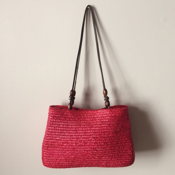 ❤️Red Kim Rogers Straw Bag