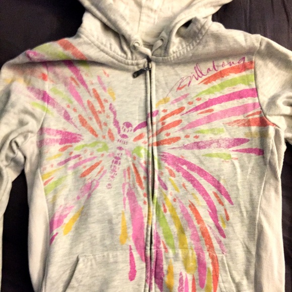 Women's Billabong  Gray Zip-Up Hoodie Cute Design - Picture 2 of 4