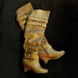 Over the Knee Tan Boots.
