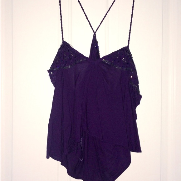Free People Beaded purple tank
