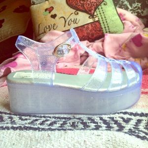 Jelly platform sparkly clear! size 6