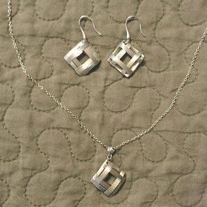 Silver necklace and earrings set