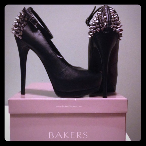 Bakers black spike heels
