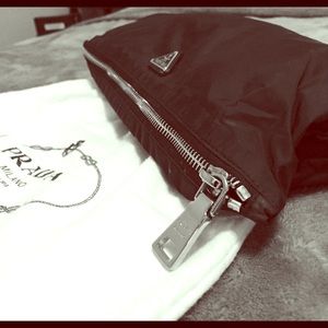 Authentic Prada Black Nylon Make up case pouch.