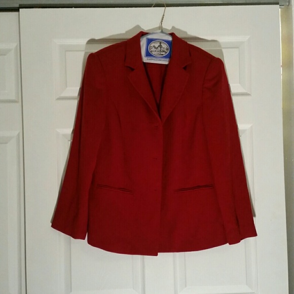 PLUS SIZE Red Woolmark woman's blazer - Picture 2 of 3