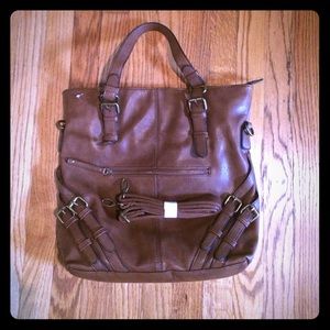 Brown faux leather versatile purse
