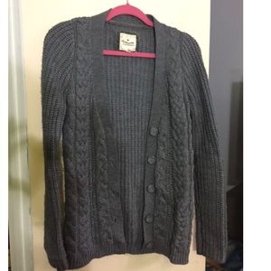 Gray cable knit cardigan
