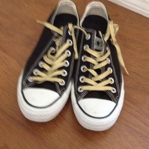 Converse black with gold shoe laces.