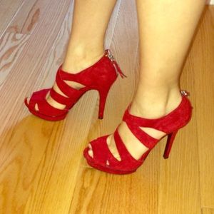 BCBG Kruz suede heels in red