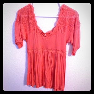 Free People coral lace tunic