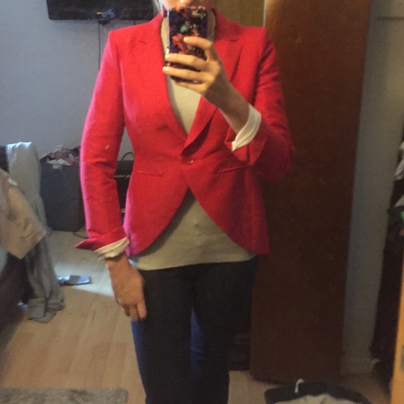 BCBG red tailcoat blazer size medium