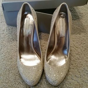 BCBG champagne studded heels