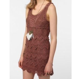 Urban Outfitters Dusty Rose Crochet Lace Dress