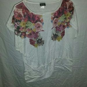 Thin floral/bird design t-shirt