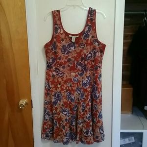 Orange and Blue Floral Dress