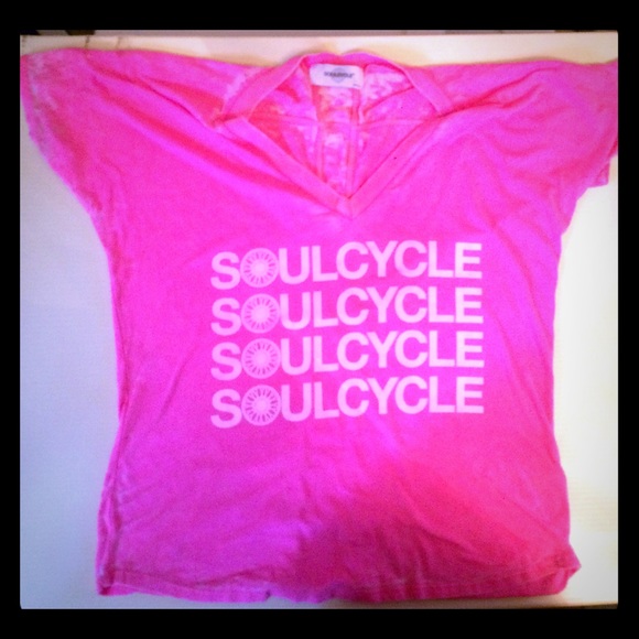 SoulCycle distressed hot pink tee! Never worn!