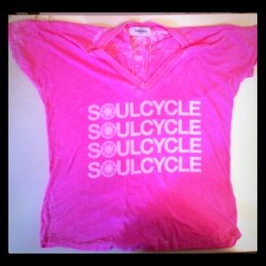 SoulCycle distressed hot pink tee! Never worn!