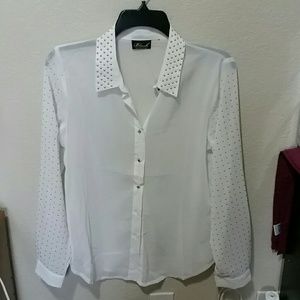 Sheer blouse with stud detail