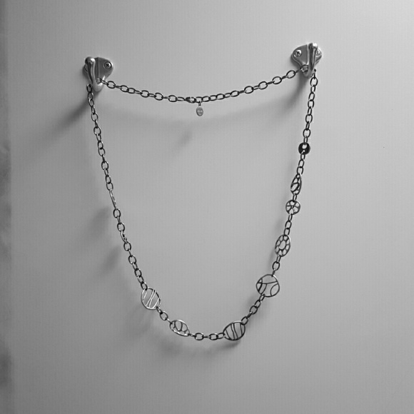 Long silver necklace