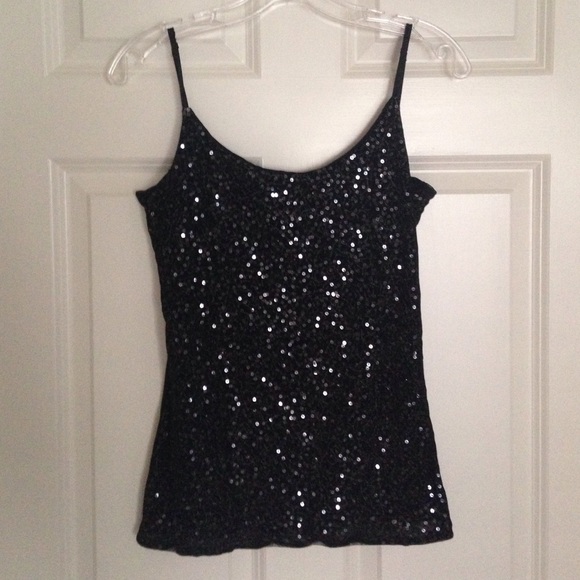The Limited Black Sequin Strappy Tank