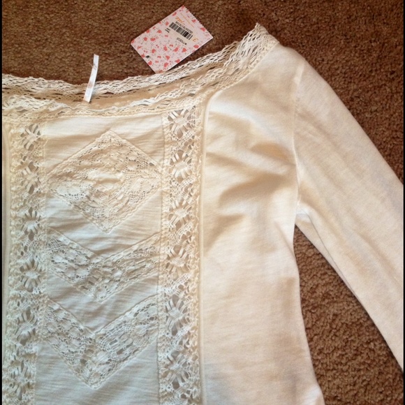 Free People white lacy top - Picture 3 of 4