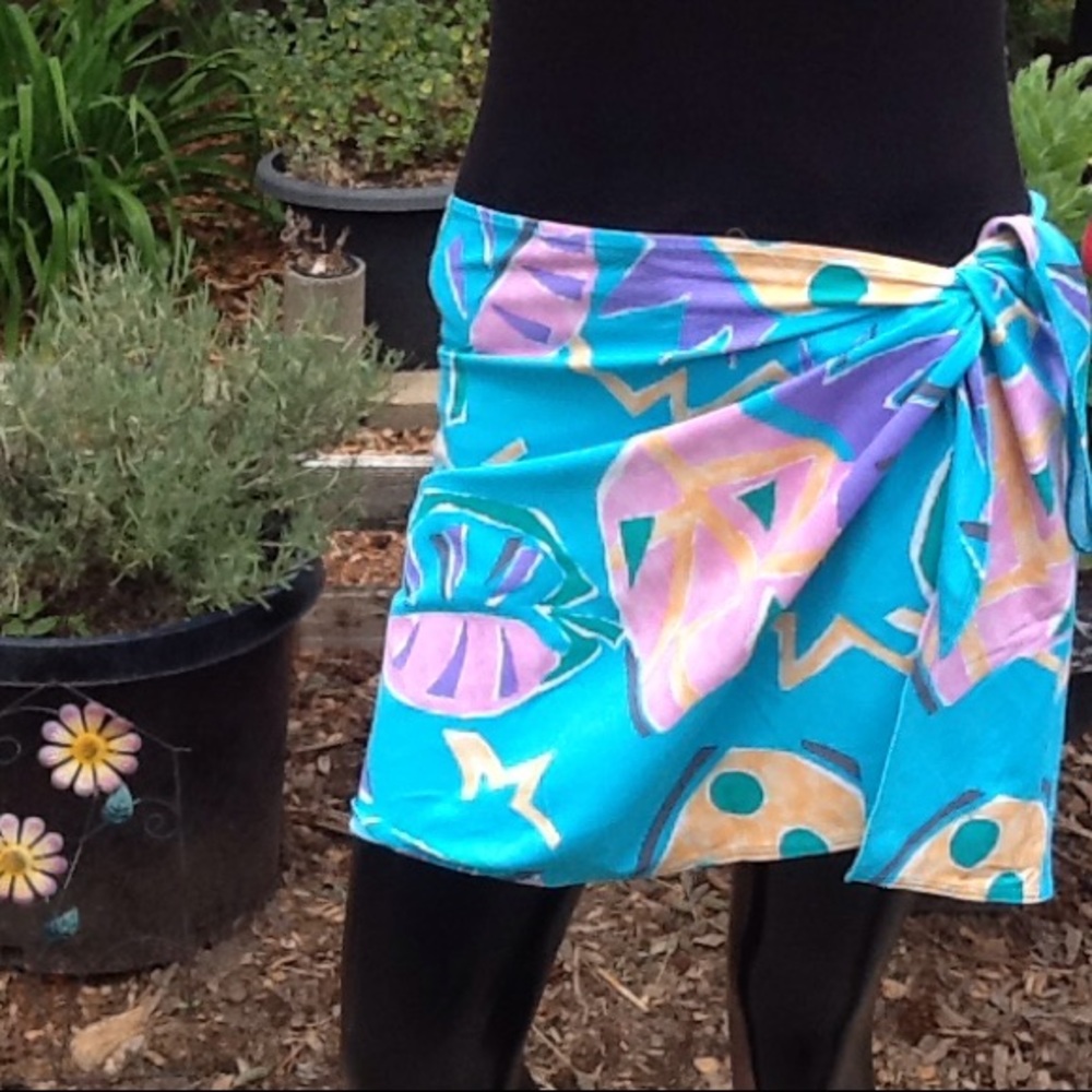 Wrap around skirt or swim suit cover up mini skirt