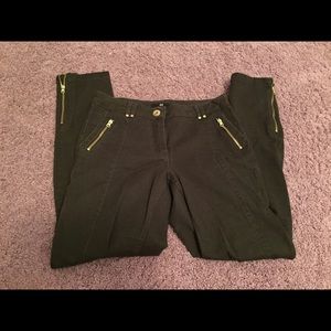 H&M black gold zipper ankle pant