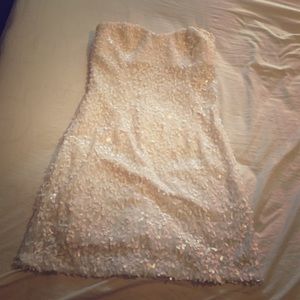 White Sequined Mini Dress Prom or Homecoming