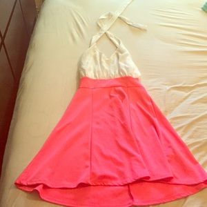 Halter Pink and White Dress