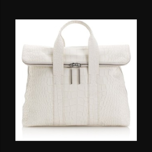 3.1 PHILLIP LIM White Croc Embossed 31 Hour Bag