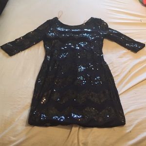 Black Sequinned Mini Party Dress