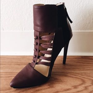 Gwen Stefani Burgundy Caged Pointed Heel