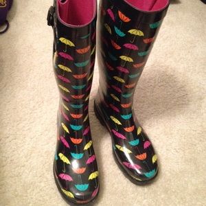 Multicolor umbrella rainboots size 6.5