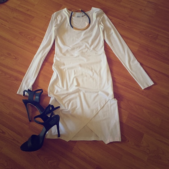 ASOS white asymmetric long sleeve dress