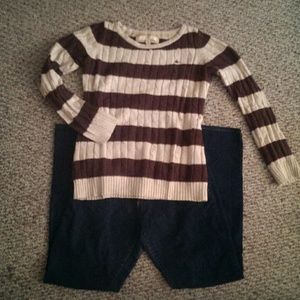 Medium brown and white striped sweater