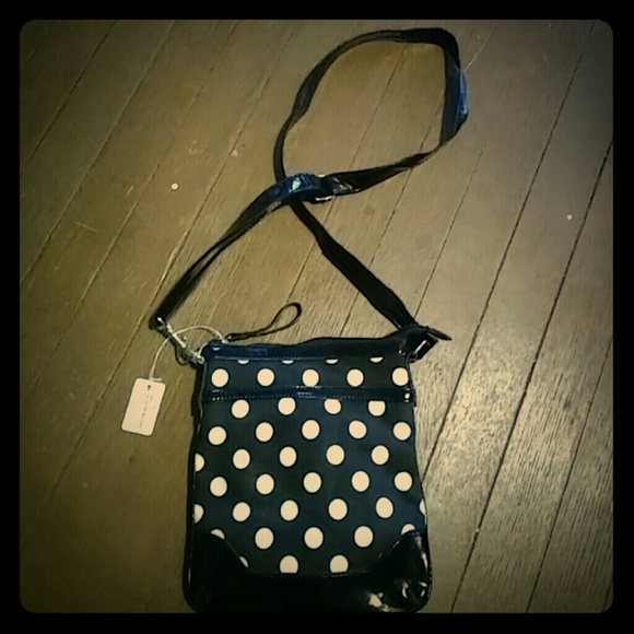 *SOLD* Black and White Polka Dot Crossbody