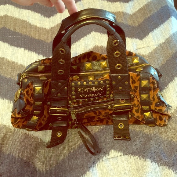 Betsy Johnson Velvet Leopard Purse