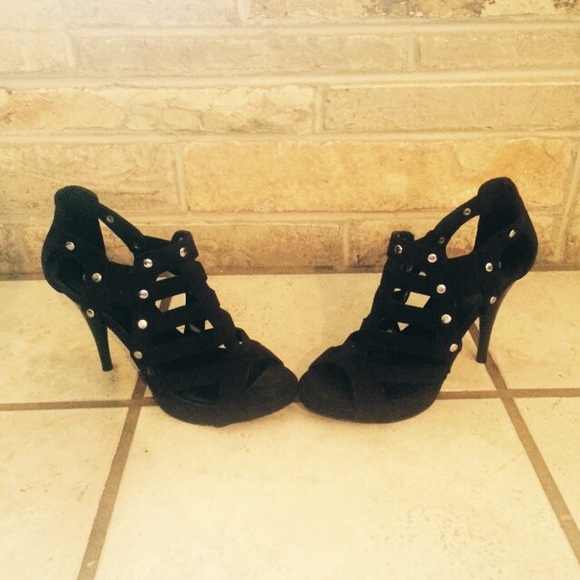 Candies black suede heels