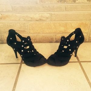 Candies black suede heels