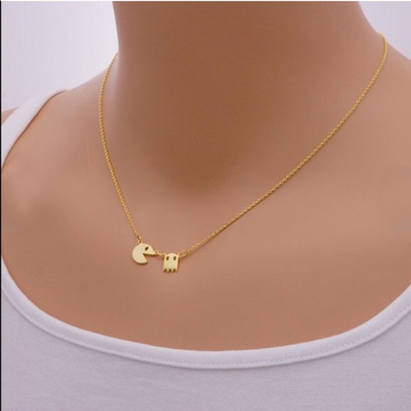 2/$20 Gold Tone Pac-man Necklace - Picture 4 of 4