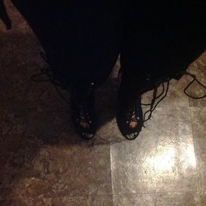 OVER KNEE LACE UP TALL BOOTS