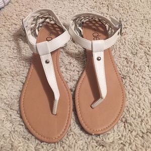 Sandals. White with silver studs.