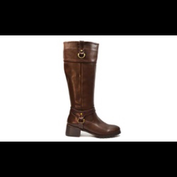 (NEW) Pink Key Tall Brown Riding Boots