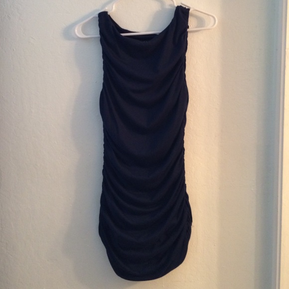 Dark blue scrunched side mini dress