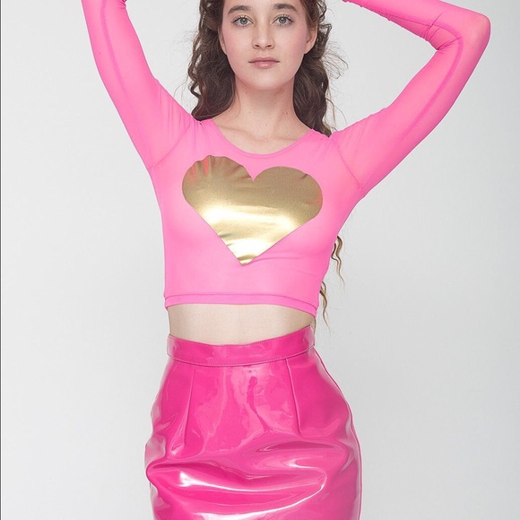 American apparel pink vinyl skirt