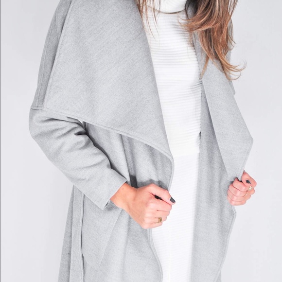 || HP || The Fifth | Grey Long Tie Front Wrap Coat - Picture 2 of 4
