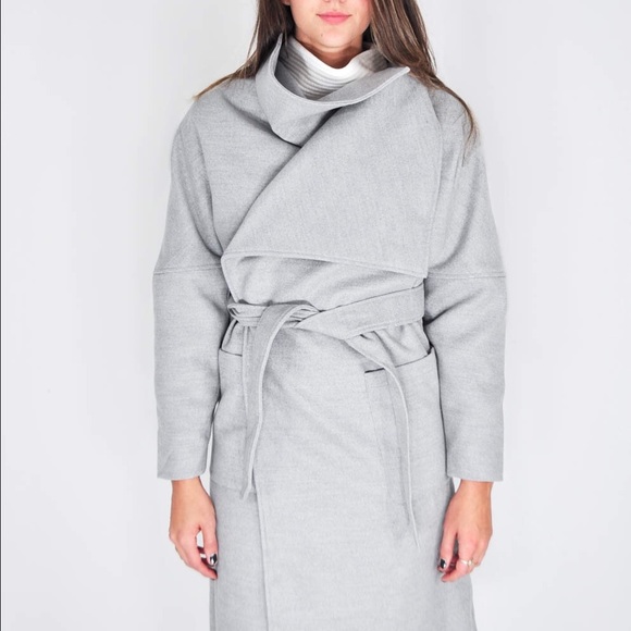 || HP || The Fifth | Grey Long Tie Front Wrap Coat - Picture 3 of 4