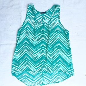 Paper Moon Tops - Paper Moon Sheer Chevron Tank Size XL Paper Moon Tops - Paper Moon Sheer Chevron Tank Size XL